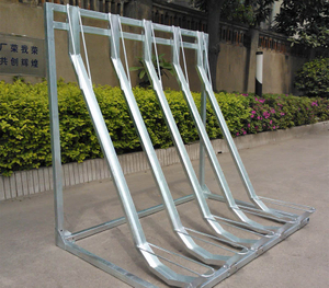 Suporte de bicicleta semi vertical para piso externo tipo L para serviço pesado
